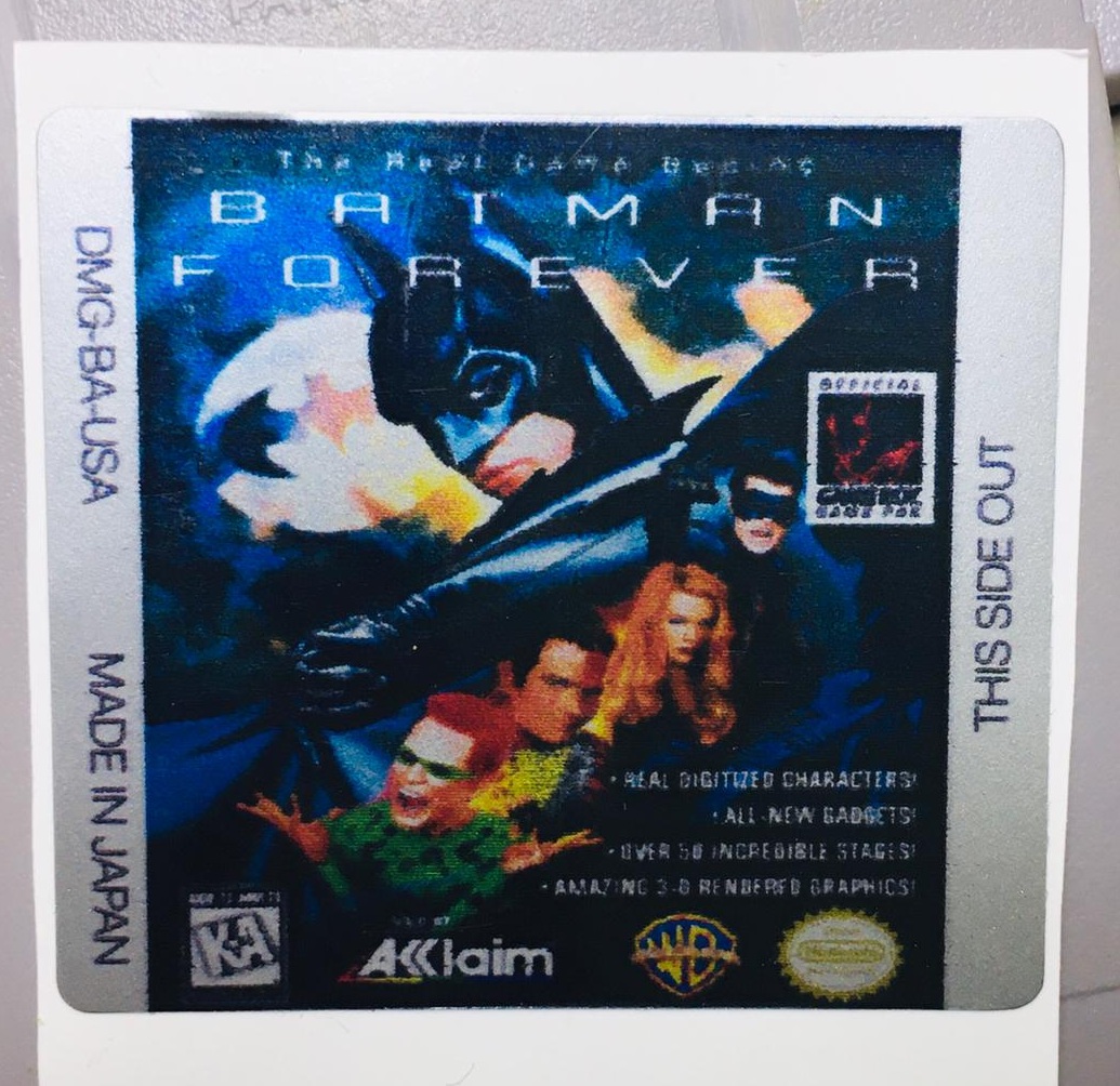 BATMAN FOREVER GameBoy GBC Game Label